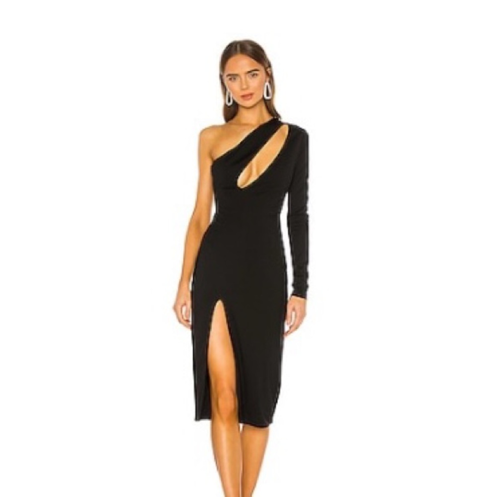 REVOLVE Black Asymmetrical One-Shoulder Bodycon Dress